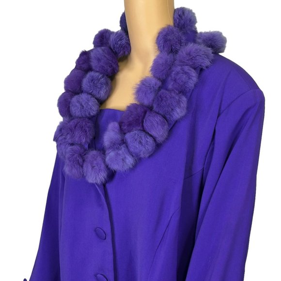 Vintage‎ Harmony New York Womens 24W Purple Jacket w/ Removable Pom Poms Collar - Picture 7 of 14